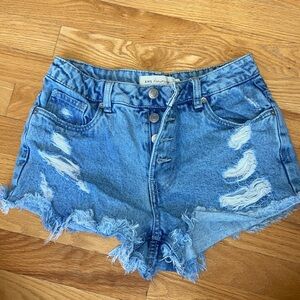 Daisy Duke High-Rise Distressed Denim Shorts